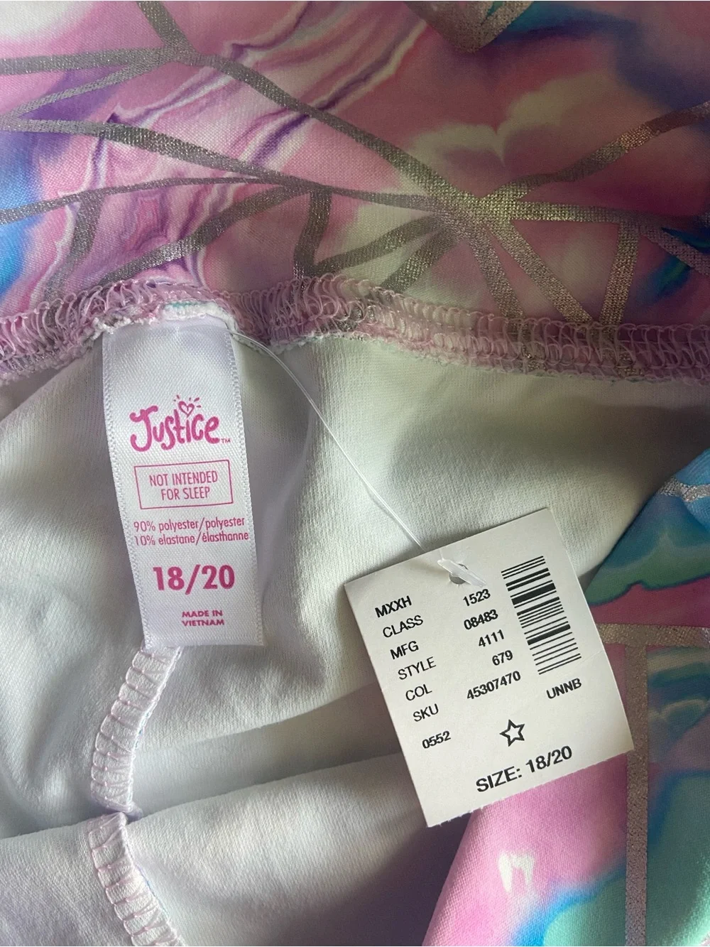 Justice Girls Active Leggings Size 18/20 XL Pastel Geometric Swirl NWT